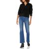 Cable Stitch Women’s Two Tone Polo Neck Open Collar V-Neck Sweater – Long Sleeve Relaxed Pullover Top(Black)