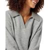 Cable Stitch Women’s Two Tone Polo Neck Open Collar V-Neck Sweater – Long Sleeve Relaxed Pullover Top(Heather Grey)