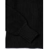 Cable Stitch Women’s V-Neck Blouson Sleeve Sweater – Long Sleeve Rib Knit Solid Color Pullover Top(Black)