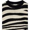 Cable Stitch Women’s Zebra Print Jacquard Sweater – Crewneck Long Sleeve Drop Shoulder Soft Boxy Pattern Pullover Top
