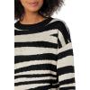 Cable Stitch Women’s Zebra Print Jacquard Sweater – Crewneck Long Sleeve Drop Shoulder Soft Boxy Pattern Pullover Top