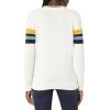 Cable Stitch Women’s Zig Zag Chevron Crewneck Pullover Sweater – Long Sleeve Lightweight Striped Color Blocked Knit Top(White)