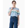 Cable Stitch Women’s Zig Zag Stitch Short Sleeve Sweater – Crewneck Soft Cotton Pullover Knit Top(Multi-blue)