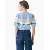 Cable Stitch Women’s Zig Zag Stitch Short Sleeve Sweater – Crewneck Soft Cotton Pullover Knit Top(Multi-blue)