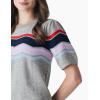 Cable Stitch Women’s Zig Zag Stitch Short Sleeve Sweater – Crewneck Soft Cotton Pullover Knit Top(Multi-grey)
