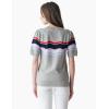Cable Stitch Women’s Zig Zag Stitch Short Sleeve Sweater – Crewneck Soft Cotton Pullover Knit Top(Multi-grey)