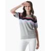 Cable Stitch Women’s Zig Zag Stitch Short Sleeve Sweater – Crewneck Soft Cotton Pullover Knit Top(Multi-grey)