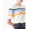 Cable Stitch Women’s Zig Zag Stitch Short Sleeve Sweater – Crewneck Soft Cotton Pullover Knit Top(Multi-ivory)