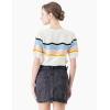 Cable Stitch Women’s Zig Zag Stitch Short Sleeve Sweater – Crewneck Soft Cotton Pullover Knit Top(Multi-ivory)