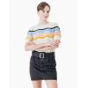 Cable Stitch Women’s Zig Zag Stitch Short Sleeve Sweater – Crewneck Soft Cotton Pullover Knit Top(Multi-ivory)