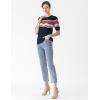 Cable Stitch Women’s Zig Zag Stitch Short Sleeve Sweater – Crewneck Soft Cotton Pullover Knit Top(Multi-navy)