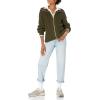 Cable Stitch Women’s Zip-up Sweater Cardigan Jacket – Turtleneck Rib-Knit Raglan Long Sleeve Cotton Coatigan(Olive)