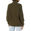 Cable Stitch Women’s Zip-up Sweater Cardigan Jacket – Turtleneck Rib-Knit Raglan Long Sleeve Cotton Coatigan(Olive)