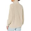Cable Stitch Women’s Zip-up Sweater Cardigan Jacket – Turtleneck Rib-Knit Raglan Long Sleeve Cotton Coatigan(Taupe)