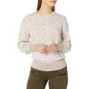 Cable Stitch Women’s Animal Jacquard Blouson Sleeve Sweater – Crewneck Long Sleeve Soft Cotton Pattern Pullover Top(Taupe/White)