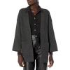 Cable Stitch Women’s Brushed Kimono Sleeve Sweater Cardigan – Open Front Wide Long Sleeve Coatigan with Pockets(Marled Charcoal)