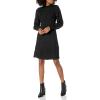 Cable Stitch Women’s Cable Knit Dress – Crewneck Long Sleeve Chunky A-Line Flare Sweater Dress(Black)