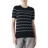 Cable Stitch Women’s Chevron Stitch Short Sleeve Sweater Top – Zig-Zag Crewneck Lightweight Soft Knit(Black/White)