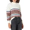 Cable Stitch Women’s Chunky Variegated Stripe Sweater – Mock Neck Long Sleeve Color Block Pullover Top(Multi)