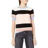 Cable Stitch Women’s Colorblock Pointelle Short Sleeve Sweater – Crewneck Mixed Stitch Lightweight Cotton Pullover Top(Multi)