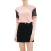 Cable Stitch Women’s Contrast-Sleeve Cotton Sweater – Crewneck Long Sleeve Knitted Pullover Top(Camille)
