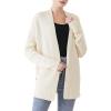 Cable Stitch Women’s Cotton Ribbed Button Sweater Cardigan – Open Front Long Sleeve Knit Cover-up Coat(Cream)