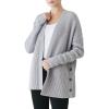 Cable Stitch Women’s Cotton Ribbed Button Sweater Cardigan – Open Front Long Sleeve Knit Cover-up Coat(Heather Grey)