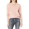 Cable Stitch Women’s Cozy V-Neck Pullover Sweater – Soft Long Sleeve Loose Fit Solid Color Knitted Top(Camille)