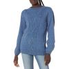 Cable Stitch Women’s Donegal Dots Cable Knit Sweater – Crewneck Long Sleeve Mélange Pullover Top(Multi-denim)