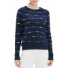 Cable Stitch Women’s Dotted Stripe Sweater – Crewneck Long Sleeve Knitted Pullover Top(Multi-navy)