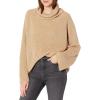 Cable Stitch Women’s Funnel Neck Oversized Sweater – Wide Cuff Long Sleeve Loose Fit Solid Color Pullover Top(Camel)