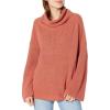Cable Stitch Women’s Funnel Neck Oversized Sweater – Wide Cuff Long Sleeve Loose Fit Solid Color Pullover Top(Rust)