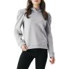 Cable Stitch Women’s Hooded Puff Shoulder Sweatshirt(Heather Grey)