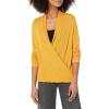Cable Stitch Women’s Lightweight Long Sleeve Wrap High/Low Knit Top – V-Neck Wrap Front Pullover Sweater(Mustard)