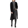 Cable Stitch Women’s Lightweight V-Neck Cardigan – Button Front Rib-Knit Midi Length Sweater Cover-up Duster(Black)