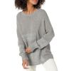 Cable Stitch Women’s Mixed Stitch Long-Sleeve Oversized Sweater – Soft Crewneck Slouchy Casual Pullover Top(Heather Grey)