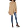 Cable Stitch Women’s Mock Neck Cable Poncho – Solid Color Oversized Sweater Knit Cape Cover-up Top(Camel)