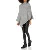 Cable Stitch Women’s Mock Neck Cable Poncho – Solid Color Oversized Sweater Knit Cape Cover-up Top(Heather Grey)