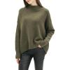 Cable Stitch Women’s Mock Neck Cozy Sweater – Oversized Soft Long Sleeve Drop Shoulder High Low Hem Slouchy Pullover Top(Olive)