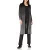 Cable Stitch Women’s Ombre Ribbed Long Cardigan - Striped Color Blocked Open Front Long Sleeve Knit Sweater Coat(Black/Grey)