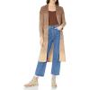 Cable Stitch Women’s Ombre Ribbed Long Cardigan - Striped Color Blocked Open Front Long Sleeve Knit Sweater Coat(Brown/Tan)