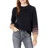 Cable Stitch Women’s Ombre Sleeve Sweater – Crewneck Raglan Lantern Long Sleeve Colorblock Striped Pullover Knit Top(Navy)