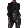 Cable Stitch Women’s Open Front Cable Cardigan – Long Sleeve Lightweight Sweater Knit Cover-Up(Black)