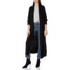 Cable Stitch Women’s Open Placket Long Cardigan – Open Front Long Sleeve Sweater Coat with Pockets(Black)