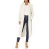 Cable Stitch Women’s Open Placket Long Cardigan – Open Front Long Sleeve Sweater Coat with Pockets(Ivory)