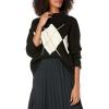 Cable Stitch Women’s Oversized Argyle Intarsia Sweater – Mock Neck Long Sleeve Drop Shoulder Pullover Knit Top