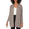 Cable Stitch Women’s Oversized Lightweight Cardigan – Open Front Drop Shoulder Pointelle Stitch Knit Cover-up(Ash Brown)