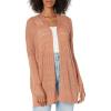 Cable Stitch Women’s Oversized Lightweight Cardigan – Open Front Drop Shoulder Pointelle Stitch Knit Cover-up(Nutmeg)