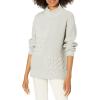 Cable Stitch Women’s Oversized Mixed Cable Sweater – Mock Turtleneck Long Sleeve Drop Shoulder Patch Knit Pullover Top(Heather Grey)