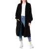 Cable Stitch Women’s Patch Pocket Long Maxi Cardigan – Open Front Long Blouson Sleeve Oversized Coatigan Sweater Cover-Up(Black)